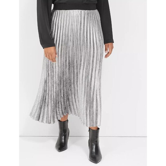 NWT Lane Bryant Metallic Pleated Midi Skirt Size 22/24 - Picture 1 of 3